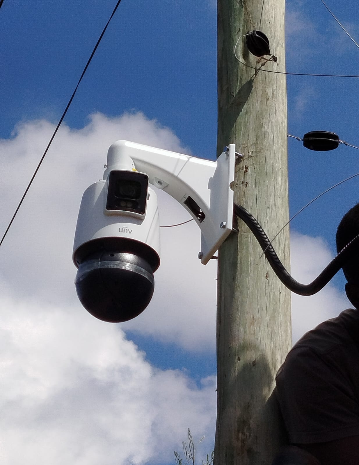 Uniview PTZ speed dome camera installed for wide-area perimeter coverage